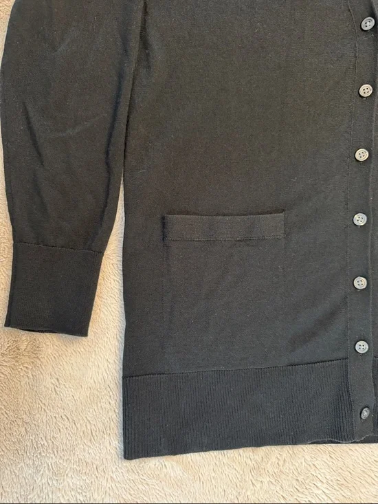 Banana Republic 100% Merino Wool Black Longline V-Neck Oversized Cardigan sz S - Picture 4 of 8
